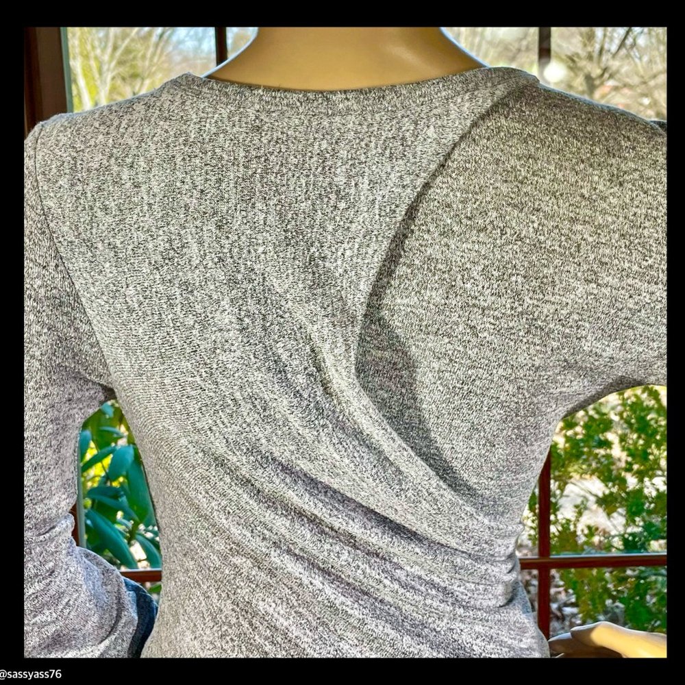 ▪️T ALEXANDER WANG▪️Heather Gray Twisted Back Extra Long Sweater Knit Top - Picture 2 of 5